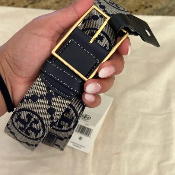 Tory burch T monogram 1.5 mavy blue Belt size small - Picture 4 of 7